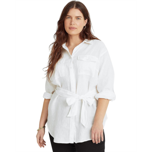 POLO RALPH LAUREN Womens LAUREN Ralph Lauren Plus Size Belted Linen Shirt