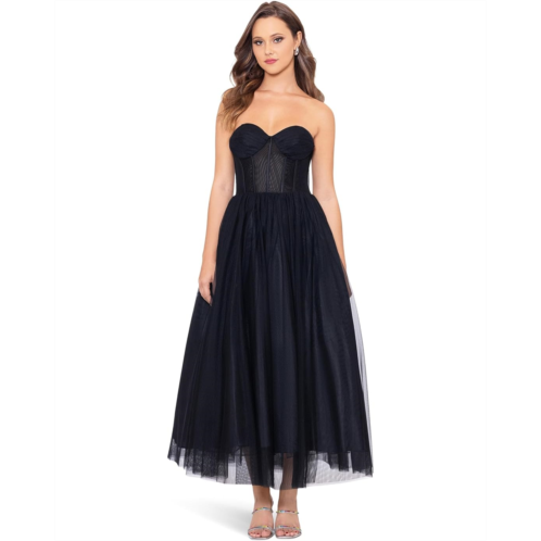 Womens Betsy & Adam Mid Length Mesh Skirt Lace Top Gown