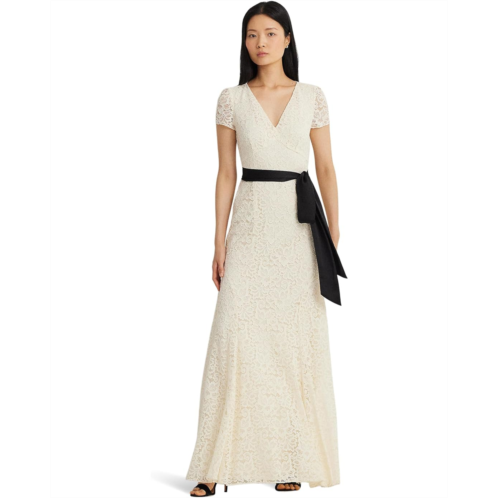 POLO RALPH LAUREN Womens Lauren Ralph Lauren Belted Lace Gown