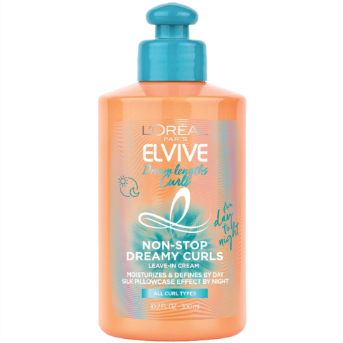 L  Oreal Paris LOreal Paris Elvive Dream Lengths Curls Non-Stop Dreamy Curls leave-in conditioner, Paraben-Free with Hyaluronic Acid and Castor Oil. Best for wavy hair to coily hair, 10.2 fl oz