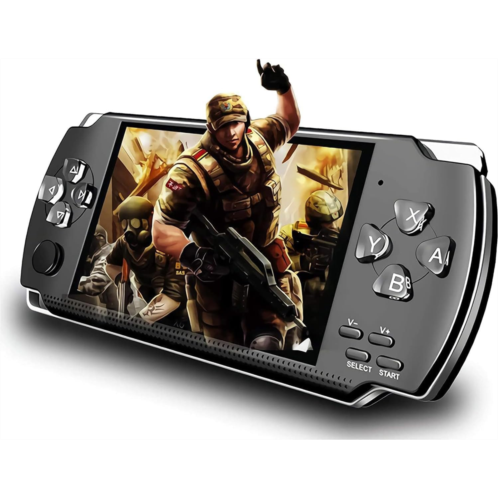 LKTINA 8GB 4.3 1000 LCD Screen Handheld Portable Game Console, Built in 1200+Real Video Games with Media Player, for gba/gbc/SFC/fc/SMD Games, Best Gift for Kids and Adults -Black (Medi