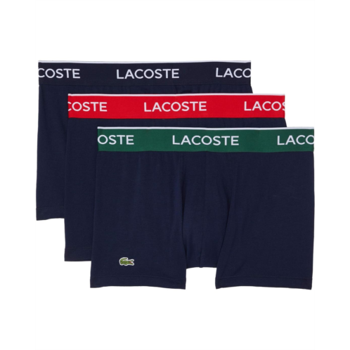 Mens Lacoste Trunks 3-Pack Casual Classic Colorful Waistband