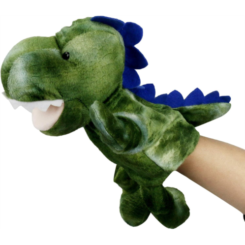 UrSIM Dinosaur Hand Puppet for Kids, Stuffed T-Rex Animal Puppet with Movable Mouth for Toddlers Ages 3+, Plush Dino Toys for Preschool Storytelling, Pretend Play, Puppets Theaters (Gree
