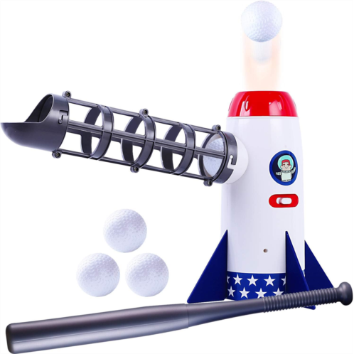 iPlay, iLearn Rocket Baseball Pitching Machine Toy, Kids Backyard Training Sport Set, Ball Thrower Launcher, Outside Pitcher Game, Exercise, Birthday Gifts for 5 6 7 8 Year Olds Bo