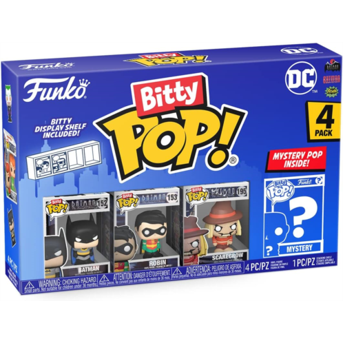 Funko Bitty Pop! DC Mini Collectible Toys 4-Pack - Batman, Robin, Scarecrow & Mystery Chase Figure (Styles May Vary)