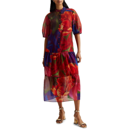 Ted Baker Miru Organza Tropical Bloom Midi Dress