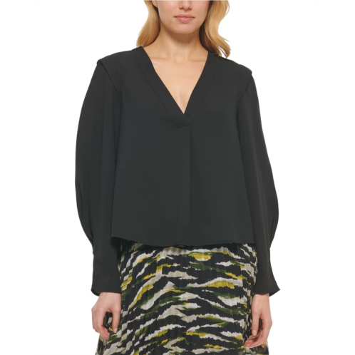 DKNY V-Neck Long Sleeve Blouse