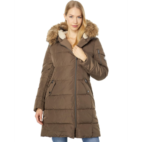 Vince Camuto Long Asymmetrical Fax Fur Hooded