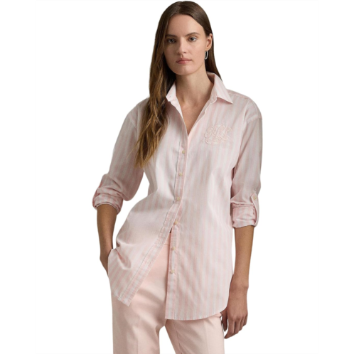 POLO Ralph Lauren Womens LAUREN Ralph Lauren Petite Oversize Striped Cotton Broadcloth Shirt