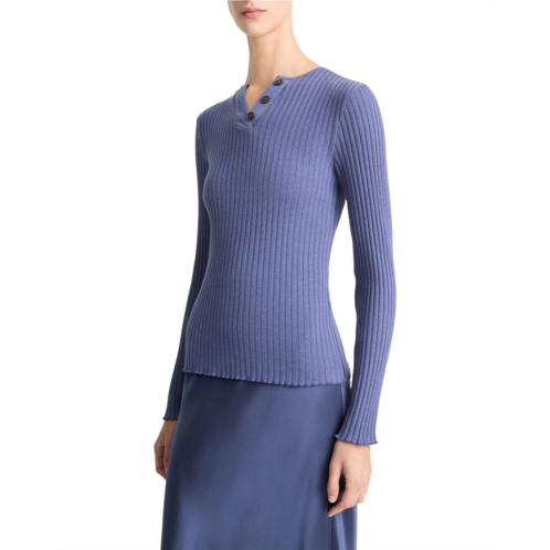 Womens Vince Rib Long Sleeve Henley