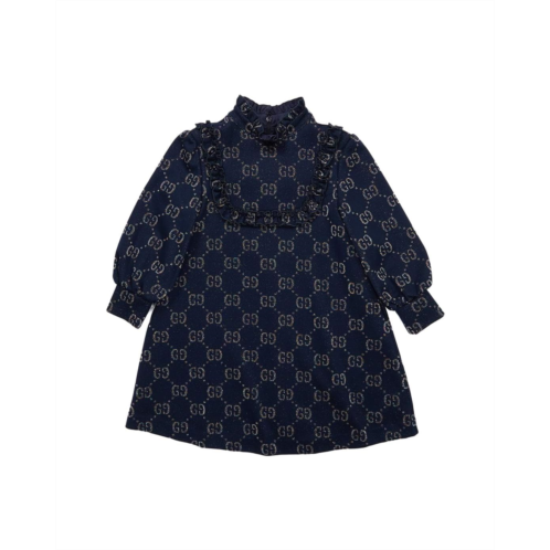 Gucci Kids Double G Jersey Long Sleeve Dress (Little Kids/Big Kids)