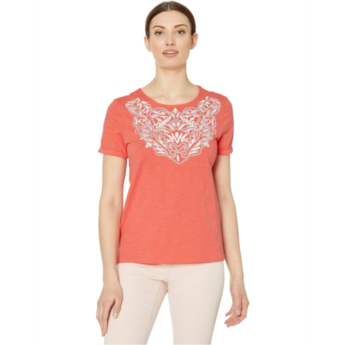 Tribal Short Sleeve Embroidered Top