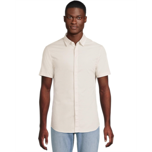 Mens Armani Exchange Micro Print Stretch Cotton Short Sleeve Shirt