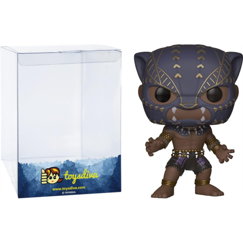 Funko Black Panther [Warrior Falls]: P?o?p?! Vinyl Figurine Bundle with 1 Compatible ToysDiva Graphic Protector (274-23130 - B)