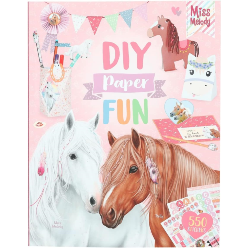 Depesche Miss Melody 12121 DIY Paper Fun Creative Book Set with 32 Colourful Pages for Crafting and Designing Letters, Postcards and Much More, Includes Horse Stickers