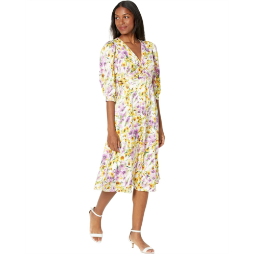 Maggy London Petite Flounce Midi Dress with Empire Waistband