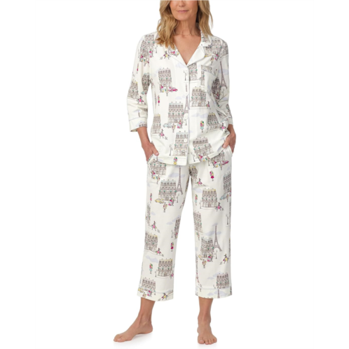 Womens Bedhead PJs Cotton Knit 3/4 Sleeve Cropped PJ Set