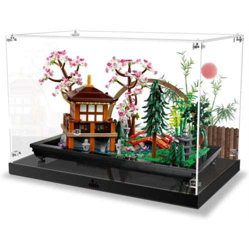 NAOCARD Acrylic Display Case for Lego Icons Tranquil Garden 10315 Creative Building Set, Dustproof Display Box (Only Case, No Lego Model) Clear Acrylic Plate with Base & HD Painted
