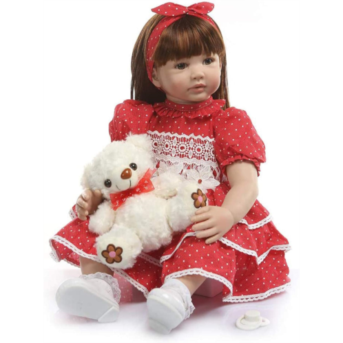 Zero Pam Reborn Toddler Doll Girl 24 inch 60 cm Toddler Size Soft Body Reborn Baby Dolls Lifelike Dollhouse Doll Set for Children Teenages