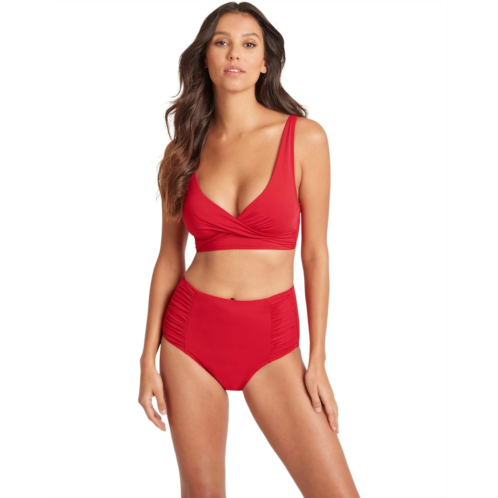 SEA LEVEL SWIM Essentials Gathered Side High-Waist Pant