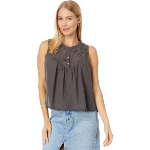 Womens Lucky Brand Embroidered Cutwork Tank