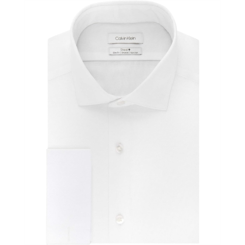 Mens Calvin Klein Dress Shirt Slim Fit Non Iron Stretch Solid French Cuff