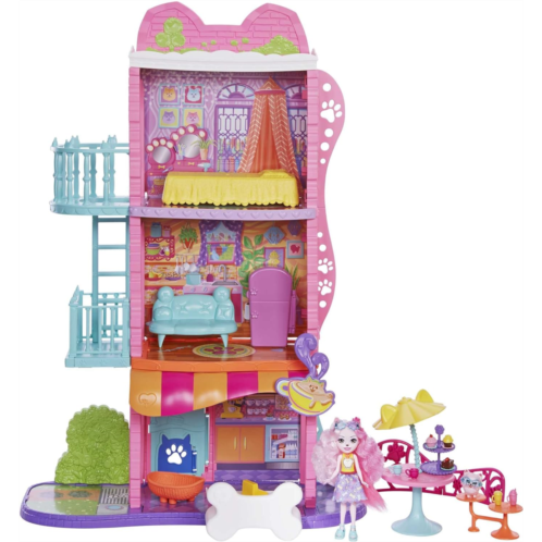 Enchantimals Town House Cafe Playset (28-in) with Doll, Dog Figure, & Accessories, Great Toy for Kids Ages 4Y+