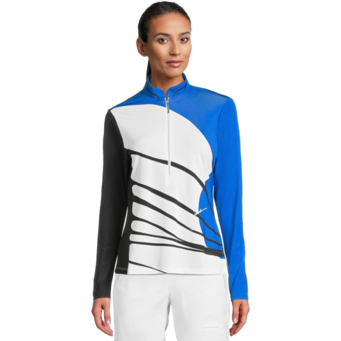 Womens Jamie Sadock Wrapped Print Long Sleeve 1/4 Zip Top