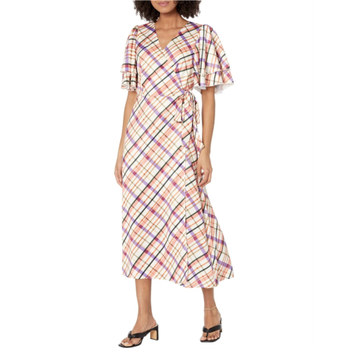 LITTLE MISTRESS Layered Sleeve Midi Wrap Dress