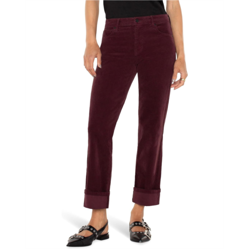 Womens Liverpool Los Angeles Marley Girlfriend Cuffed Mid Rise Stretch Corduroy in Blackberry