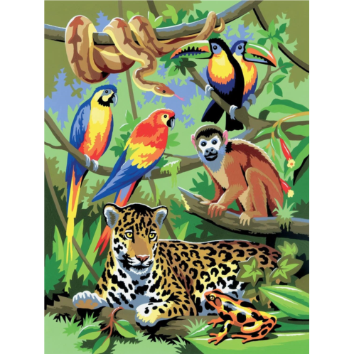Pracht Creatives Hobby Painting by Numbers Junior Jungle DIY Picture Approx. 33 x 24 cm Includes 7 Acrylic Paints, Brush and Printed Painting Card, Ideal for Beginners and Children from 8 Years