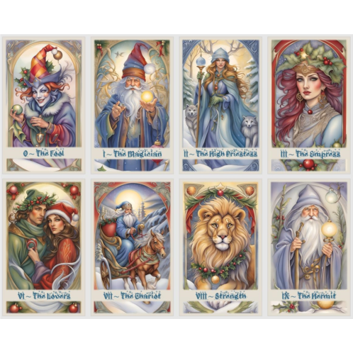 Generic Christmas Tale Tarot Cards Deck. 78 Christmas Tarot Cards. Fortune Telling and Divination Cards.