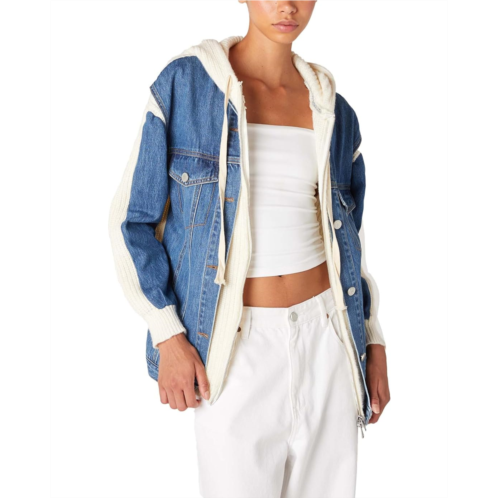 Womens Blank NYC Sweater And Denim Trucker Jacket