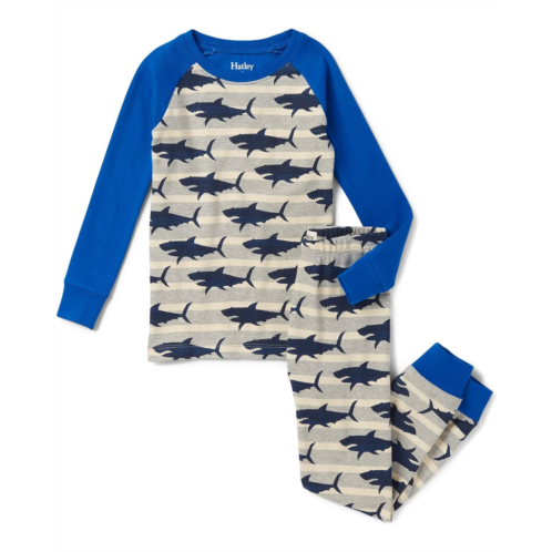 Hatley Kids Hungry Sharks Raglan Pajama Set (Toddler/Little Kids/Big Kids)