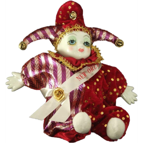 Mardi Gras World Porcelain Baby Clown Doll Mardi Gras New Orleans (Burgundy)