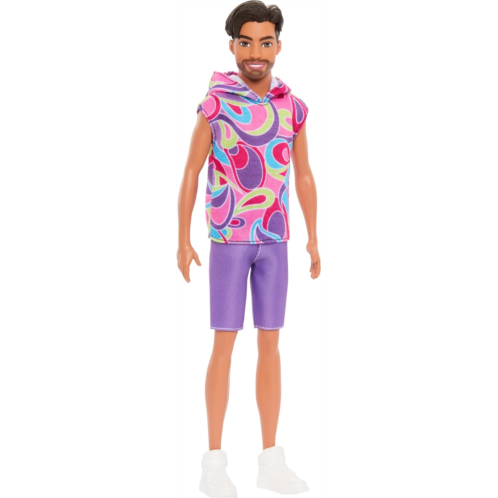 Barbie Fashionistas Ken Doll #227 with Look Inspired by The Totally Hair Look, Brunette with Short Beard & Slender Body Type, 65th Anniversary Collectible