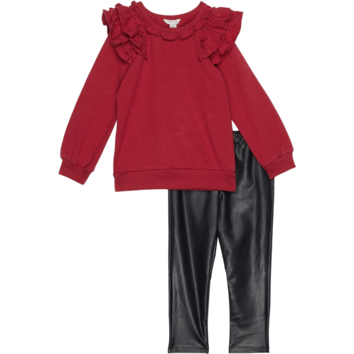 HABITUAL girl Ruffle Sleeve Pullover Set (Toddler)