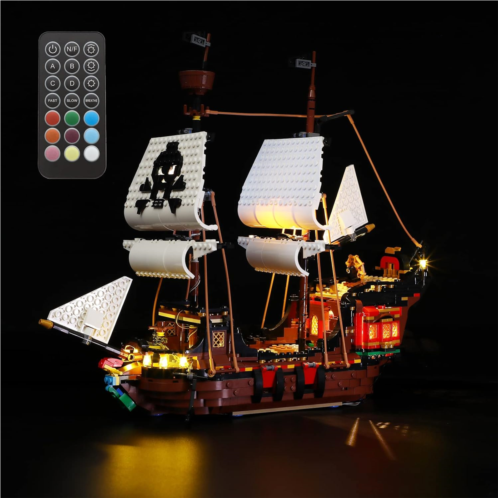 GEAMENT LED Light Kit (Remote Control) Compatible with Lego Pirate Ship - Lighting Set for Creator 31109 (Model Set Not Included)