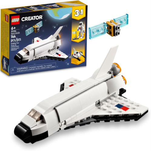 LEGO Creator 3 in 1 Space Shuttle Stocking Stuffer for Kids, Creative Gift Idea for Boys and Girls Ages 6+, Build and Rebuild This Space Shuttle Toy into an Astronaut Figure or a S