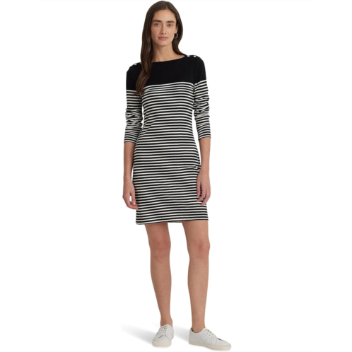 POLO RALPH LAUREN Womens Lauren Ralph Lauren Striped Cotton Boatneck Dress