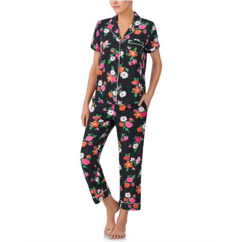 Womens Kate Spade New York Short Sleeve Knit Cropped PJ Set