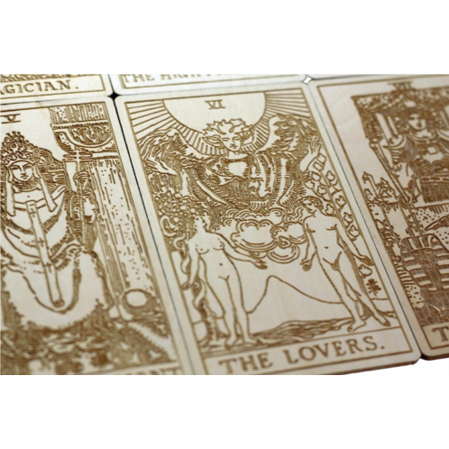 Hecates Light Arcana Wood Cards - Tarot Wooden Lasered Cards of The Major Arcana (The Spirit)