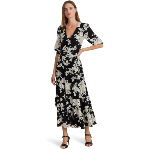 POLO RALPH LAUREN Womens Lauren Ralph Lauren Floral Belted Bubble Crepe Dress