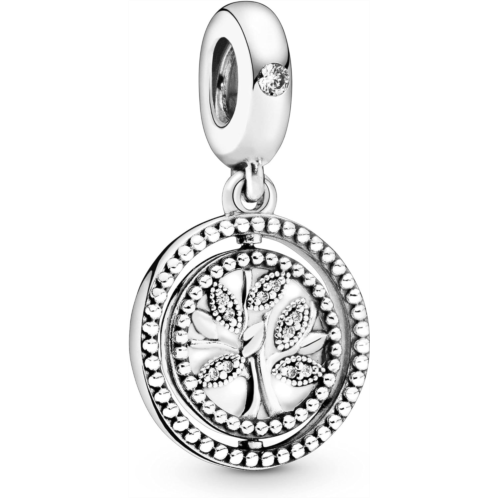 Pandora Spinning Family Tree Dangle Charm - Compatible Moments Bracelets - Jewelry for Women - Gift for Women in Your Life - Made with Sterling Silver, Cubic Zirconia & Enamel