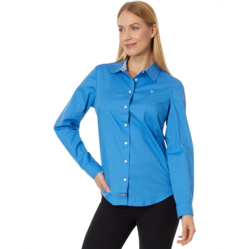 U.S. POLO ASSN. Long Sleeve Solid Stretch Poplin Shirt