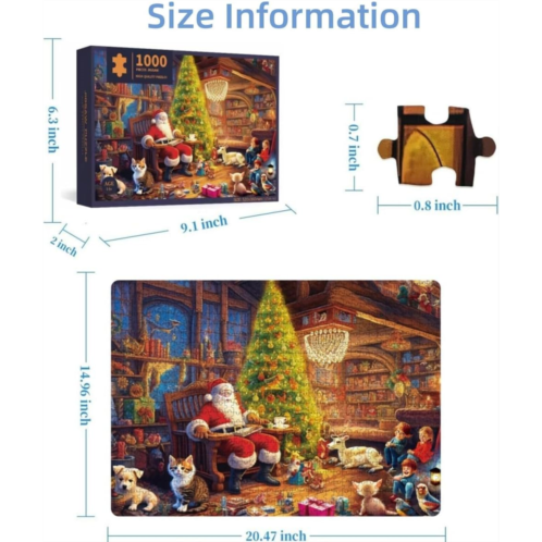 Generic Christmas Puzzles 1000 Pieces for Adults 20.5 x15 Inch Every Piece is Unique Softclick Technology Puzzles Santa Claus Christmas Toys for Family