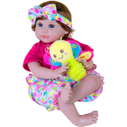 Milidool Reborn Baby Dolls Girl 22 inch Realistic Newborn Baby Dolls Silicone Baby Doll Lifelike Adorable Lifelike Babies,Weighted Reborn Toddler with Butterfly Toy Feeding Toys Gi