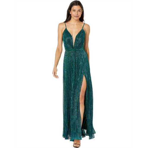 Womens Betsy & Adam Long Metallic Knit Dress