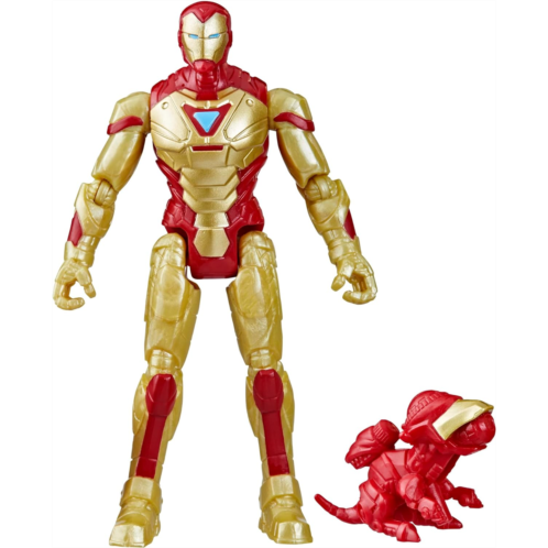 Marvel Mech Strike Mechasaurs Iron Man Action Figure, 4-Inch, with Weapon Accessory, Toys for Kids Ages 4 and Up, Medium