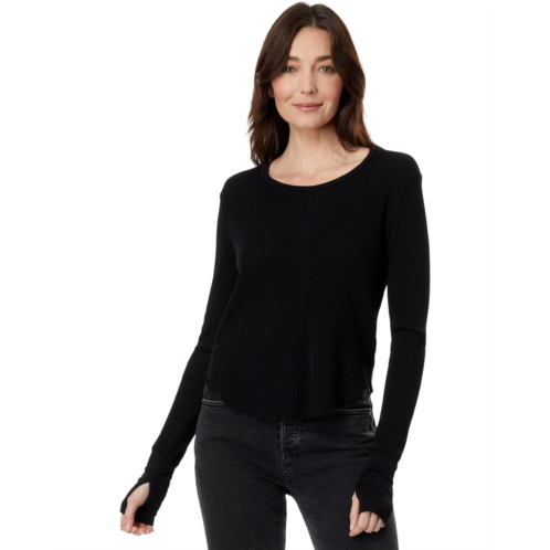 Womens bobi Los Angeles Crew Neck Crop Tee with Thumbhole